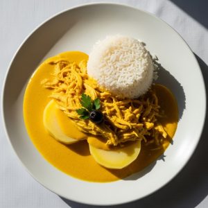 Menú 2 Vi: Ají de pollo con papas en rodajas