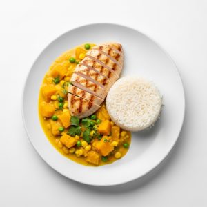 Menú 2 Ju: Locro de zapallo con pechuga de pollo y arroz
