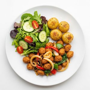 Menú 3 Ju: Light - Saltado de verduras con "carne" de soya (vegetariano)