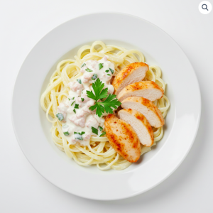 Ejecutivo: Milanesa de pollo con spaguettis a lo Alfredo